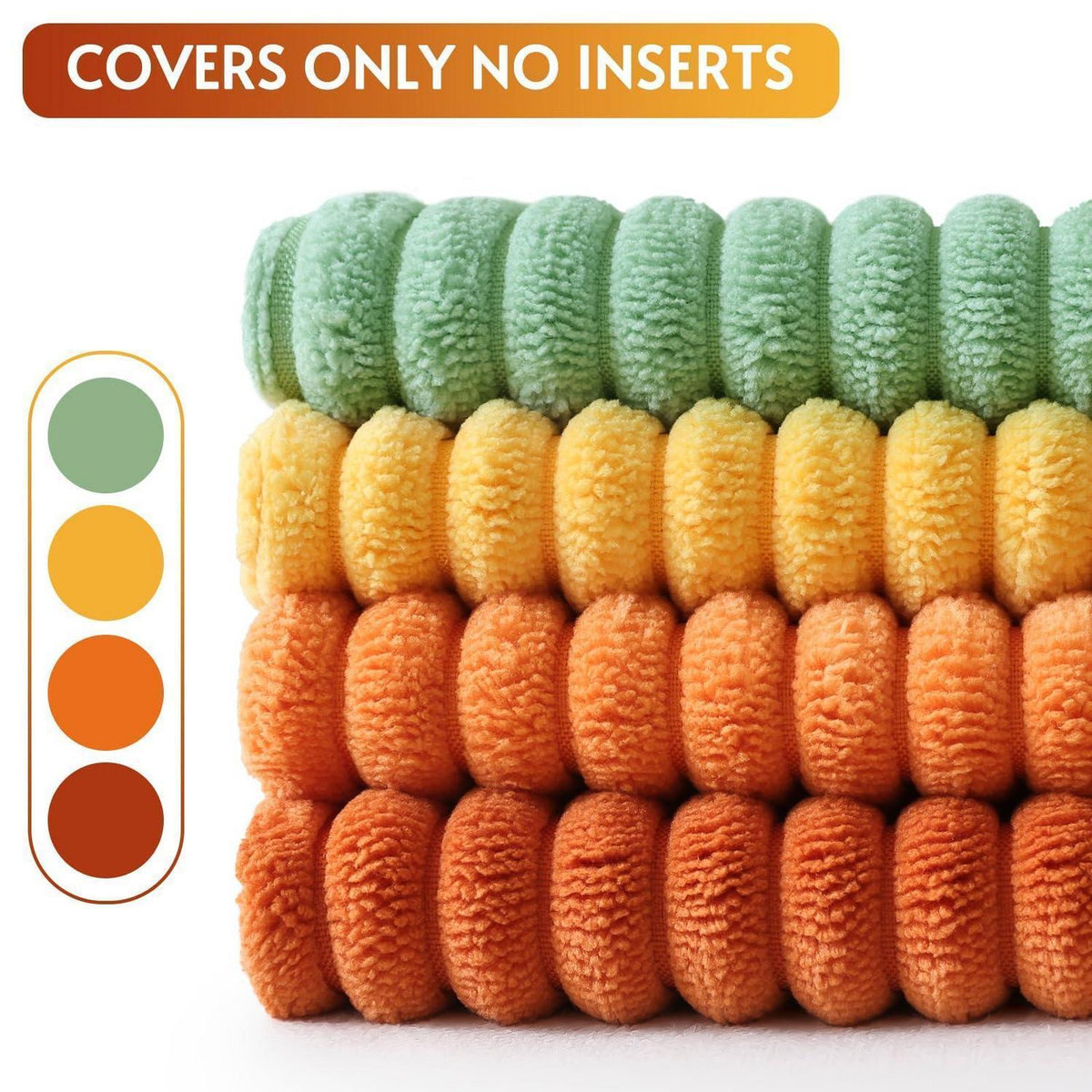 Cord Kissenbezüge 4er Set – Gelb, Orange, Grün – 45x45 cm
