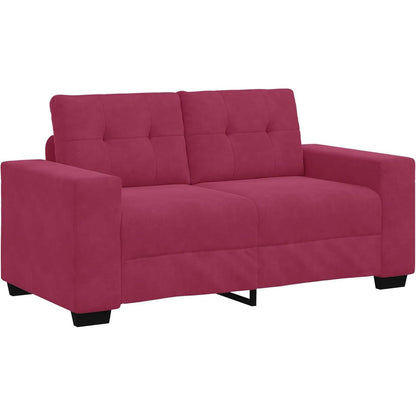 Weinrotes Samt-Sofa 120 cm – Zweisitzer mit Kissen