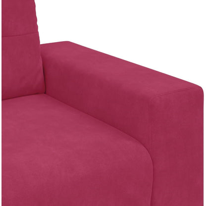 Weinrotes Samt-Sofa 120 cm – Zweisitzer mit Kissen