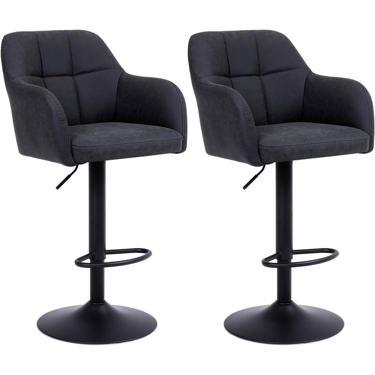 Moderner Barhocker 2er Set, höhenverstellbar & gepolstert in Lederoptik