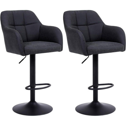 Moderner Barhocker 2er Set, höhenverstellbar & gepolstert in Lederoptik