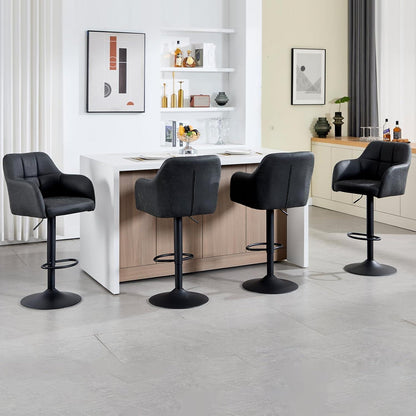 Moderner Barhocker 2er Set, höhenverstellbar & gepolstert in Lederoptik