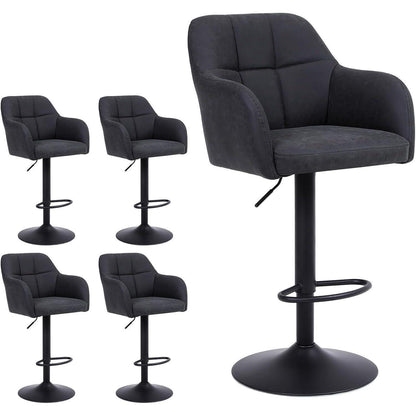 Moderner Barhocker 2er Set, höhenverstellbar & gepolstert in Lederoptik