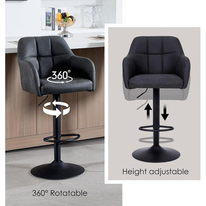 Moderner Barhocker 2er Set, höhenverstellbar & gepolstert in Lederoptik