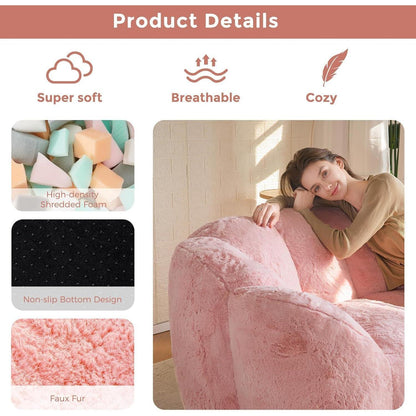 Flauschiger Sitzsack 2-Sitzer mit Memory Foam – Rosa