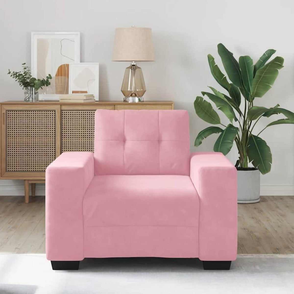 Rosa Samt Sessel 60 cm – Modernes Mini Sofa für Wohnzimmer