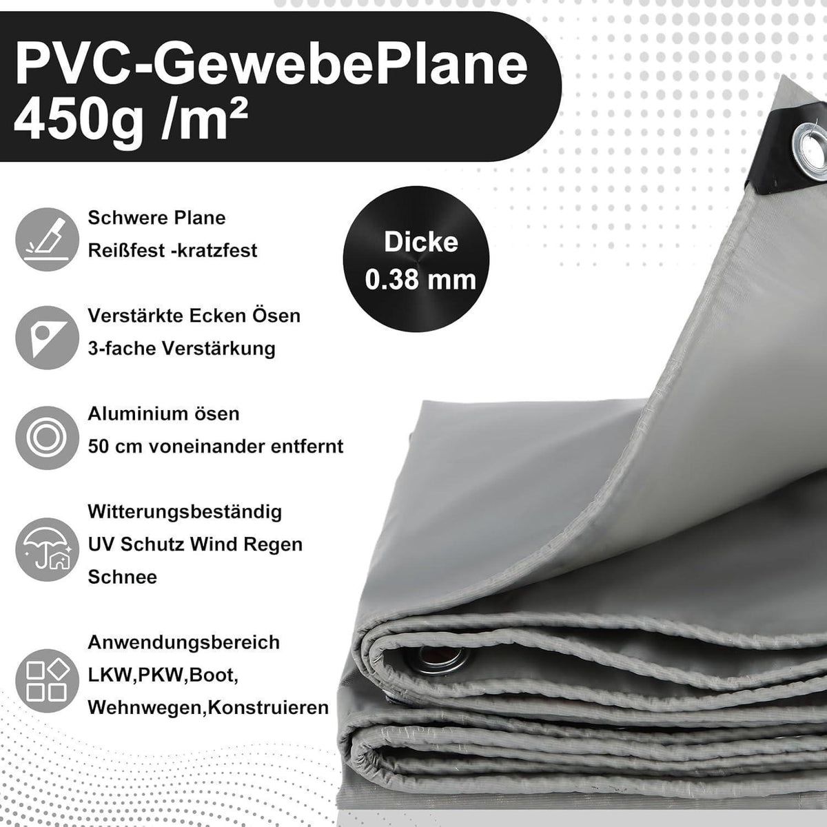 LKW Plane 3x4m – Wasserdicht, Reißfest & UV-beständig