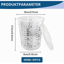 20 Lackmischbecher 680ml mit Deckel – Messbecher für Farbe & Harz