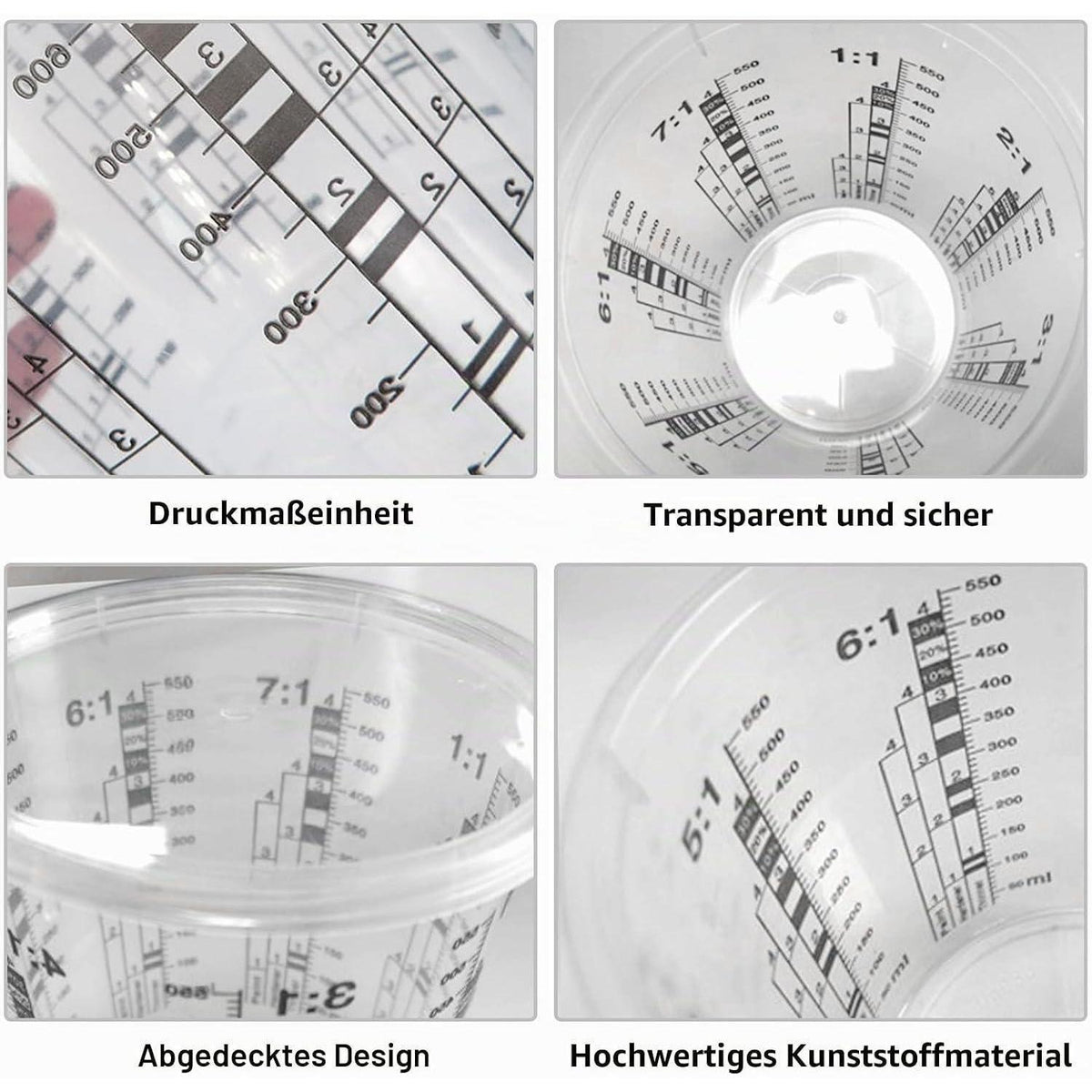 20 Lackmischbecher 680ml mit Deckel – Messbecher für Farbe & Harz