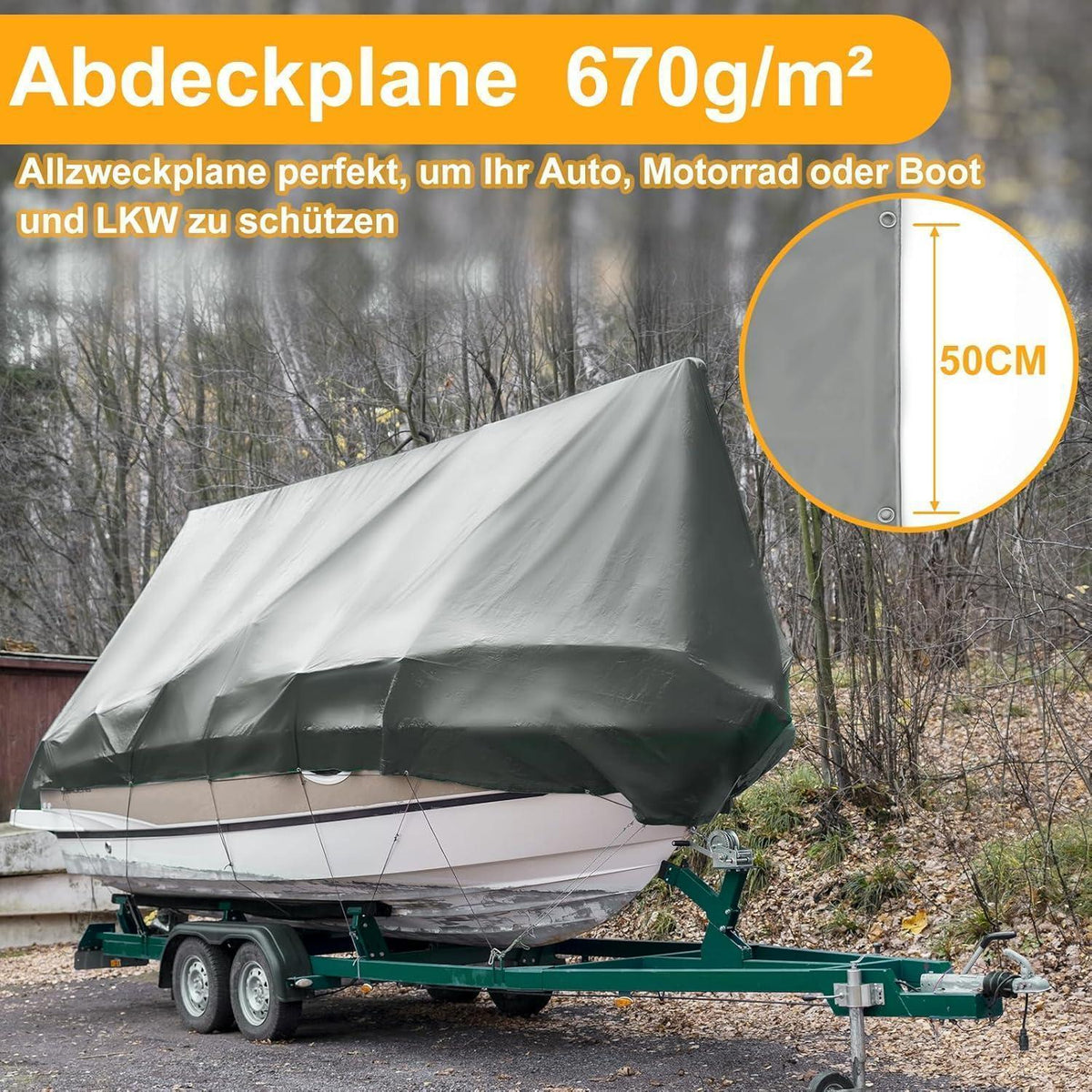Abdeckplane Grau 2x2m – Wasserdicht & Reißfest für LKW, Boot & Garten