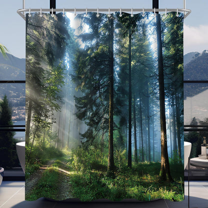 Duschvorhang Wald Dschungel 180x170 cm, Wasserabweisend, Waschbar