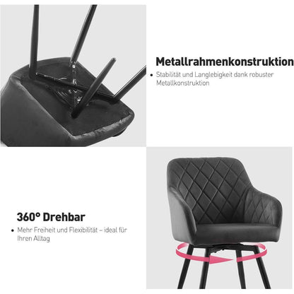 Drehbare Esszimmerstühle Samt Grau 6er Set mit Armlehne