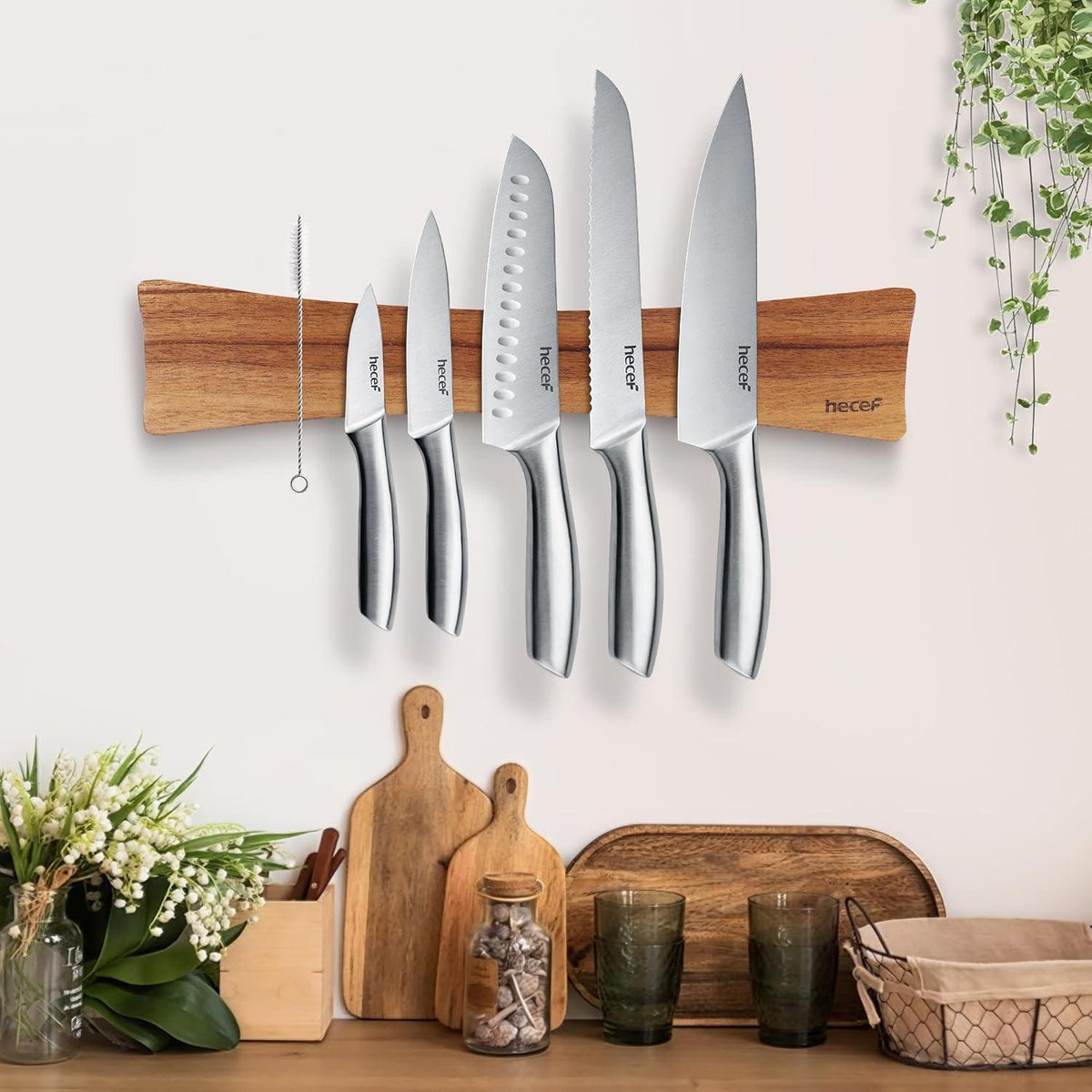 Magnetmesserleiste Holz – Schmetterlingsflügel Design 40cm