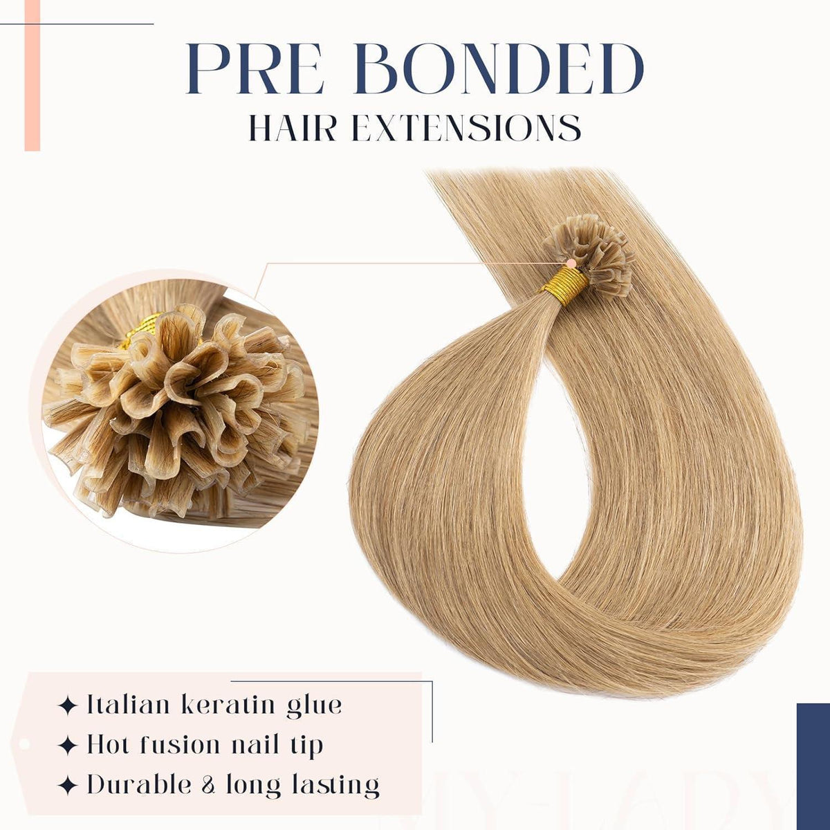 Echthaar Extensions Bondings #27 Dunkelblond 35cm - Remy U-Tip