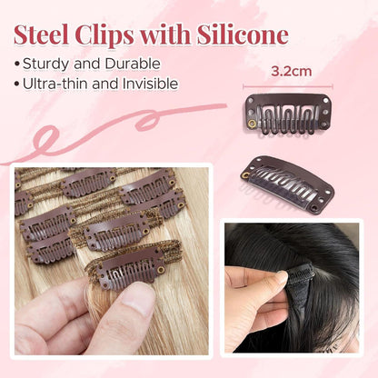 Clip In Haarverlängerung Echthaar 35cm Ascheblond/Blond