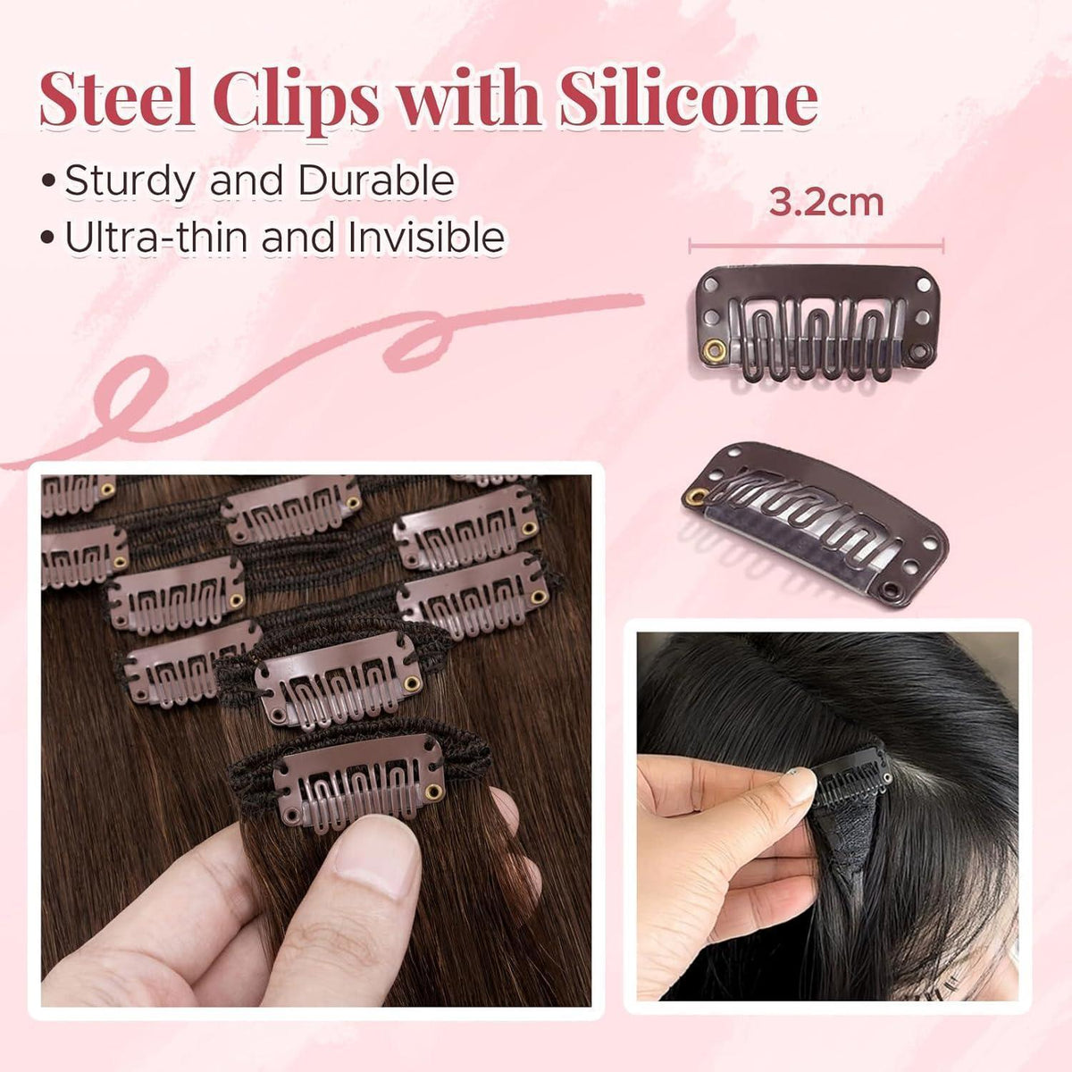 Clip-In Haarverlängerung Echthaar – Schokoladenbraun 40cm
