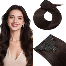 Clip In Haarverlängerung Echthaar Dunkelbraun 40cm (130g)