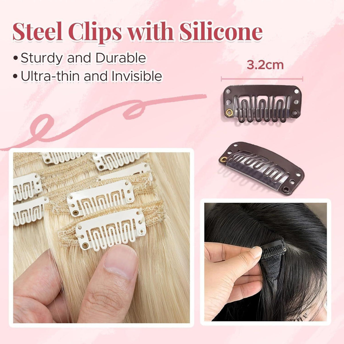 Clip In Haarverlängerung Echthaar Platinblond 35cm (120g)