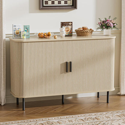 Sideboard mit Schiebetüren & Verstellablagen – 120x40x77cm Holzoptik