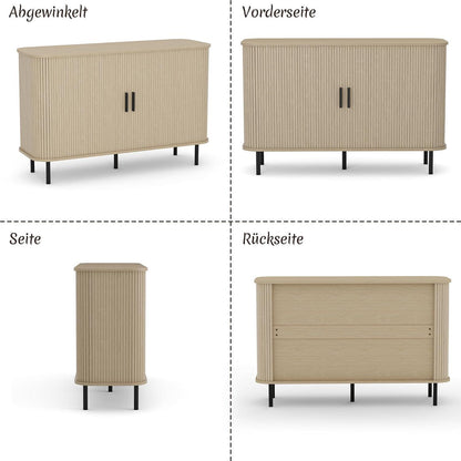 Sideboard mit Schiebetüren & Verstellablagen – 120x40x77cm Holzoptik