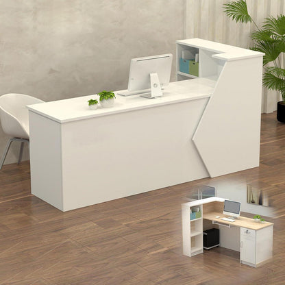 Rezeptionstheke Holz mit Stauraum – 160x60x100cm Weiß