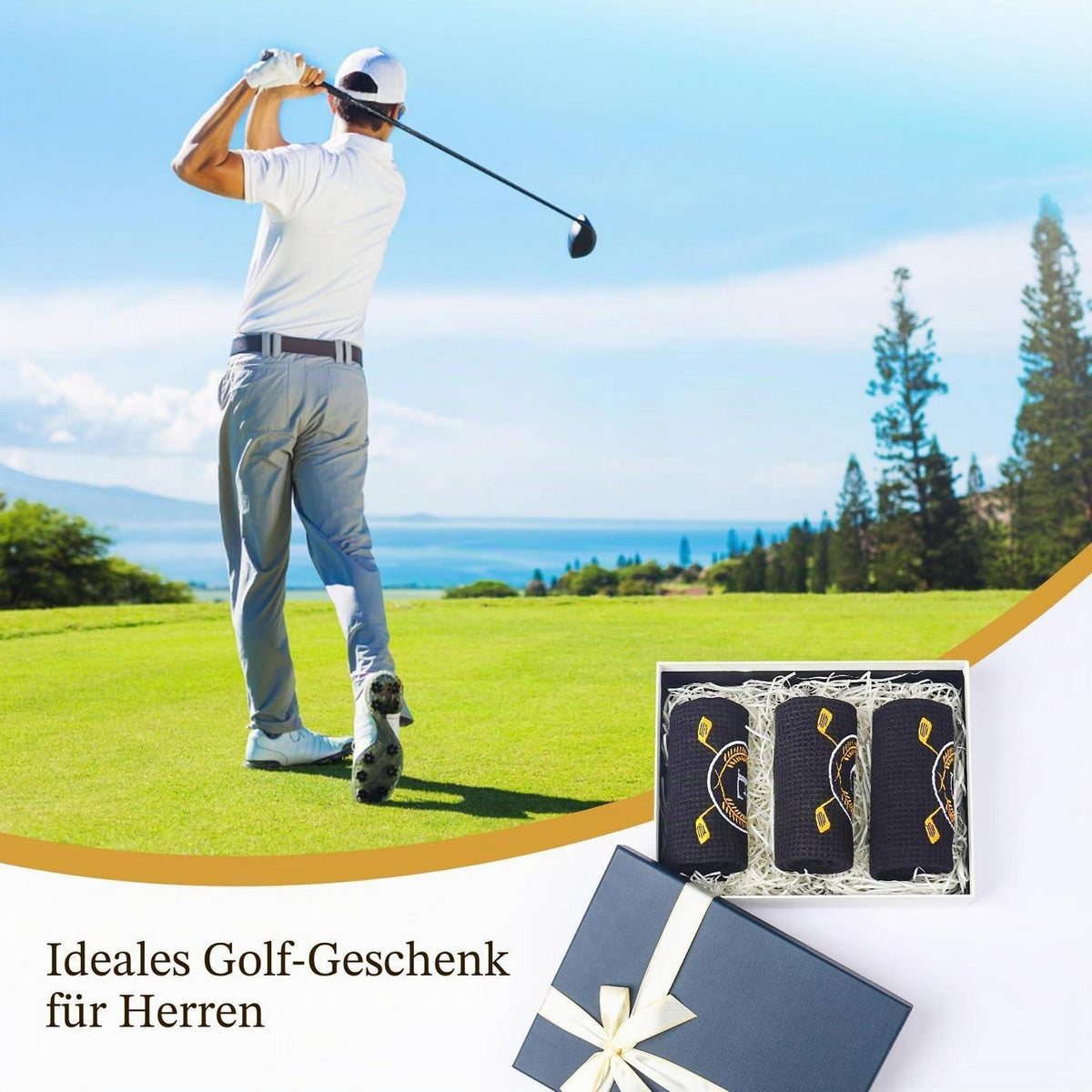 Personalisiertes Golfhandtuch mit Monogramm & Clip