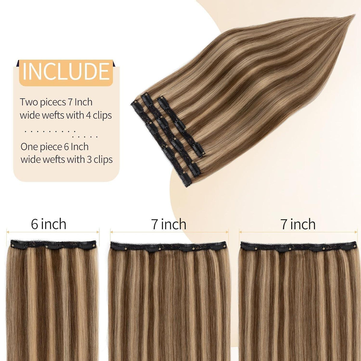 Echthaar Clip-in Extensions 50cm Schokoladenbraun/Dunkelblond