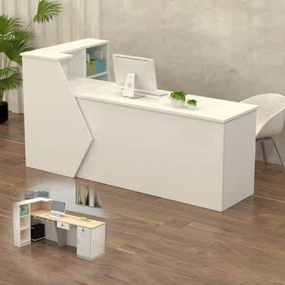 Rezeptionstheke Holz mit Stauraum – Weiß, 200x60x100cm