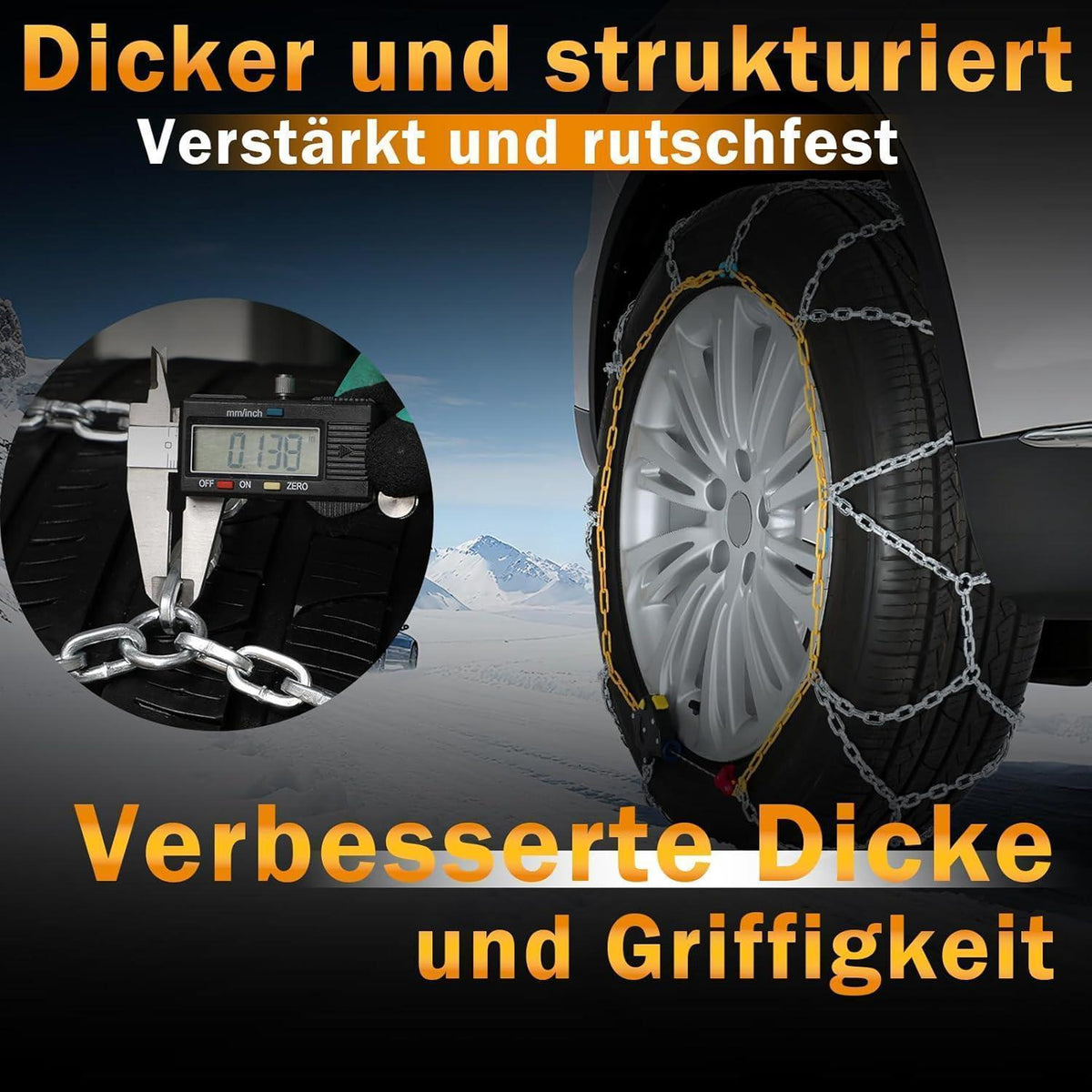 Schneeketten Auto-Fixierung – 1-Min. Montage, 2er-Set