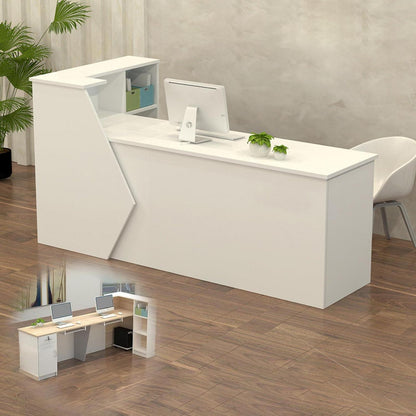 Rezeptionstheke Holz mit Stauraum – 280x60x100cm, Weiß