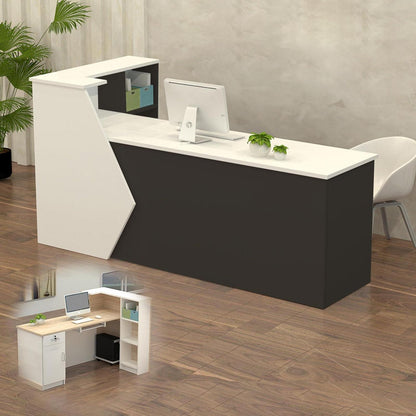 Rezeptionstheke Holz mit Stauraum – 140x60x100cm, Weiß & Schwarz
