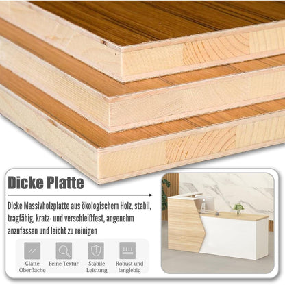 Rezeptionstheke Holz mit Stauraum – 150x60x100cm, Weiß & Schwarz