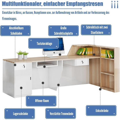 Rezeptionstheke Holz mit Stauraum – 120x60x100cm