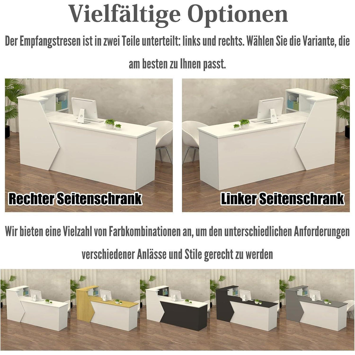 Rezeptionstheke Holz mit Stauraum – 120x60x100cm