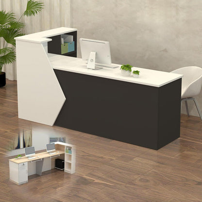 Rezeptionstheke Holz mit Stauraum – 100-300 cm, Weiß & Schwarz