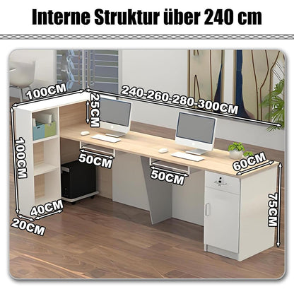 Rezeptionstheke Holz mit Stauraum – 280x60x100cm