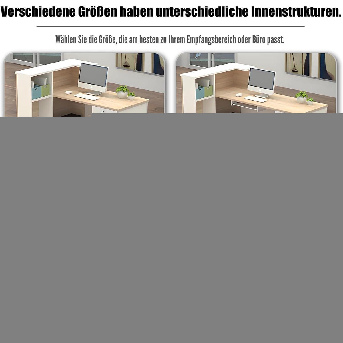 Rezeptionstheke Holz mit Stauraum – 280x60x100cm