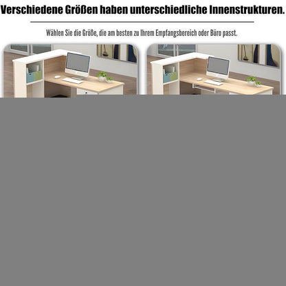 Rezeptionstheke Holz mit Stauraum – 280x60x100cm
