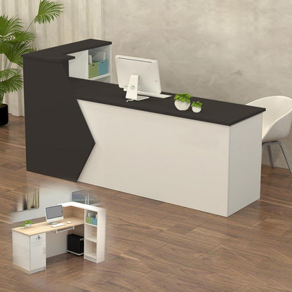 Rezeptionstheke Holz mit Stauraum – 160x60x100cm Schwarz Weiß