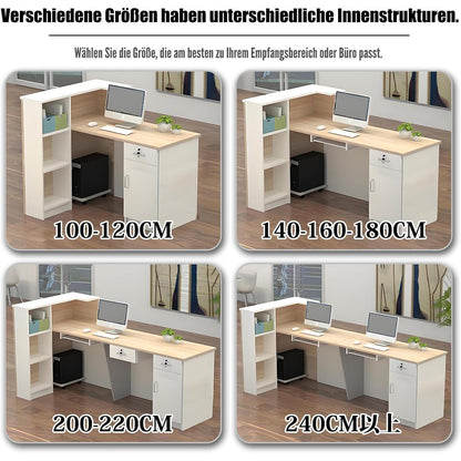 Rezeptionstheke Holz Grau Weiß – Langer Kassentisch 300cm