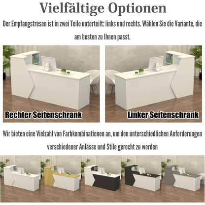 Rezeptionstheke Holz mit Stauraum – Schwarz Weiß 280x60x100cm