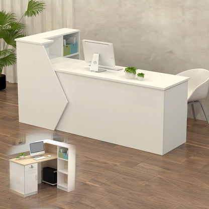 Rezeptionstheke Holz mit Stauraum – Weiß, 100x60x100cm