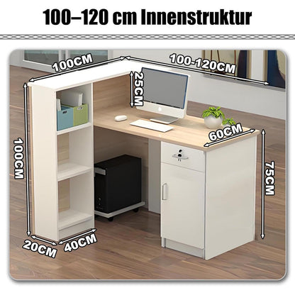 Rezeptionstheke Holz mit Stauraum – Weiß, 100x60x100cm