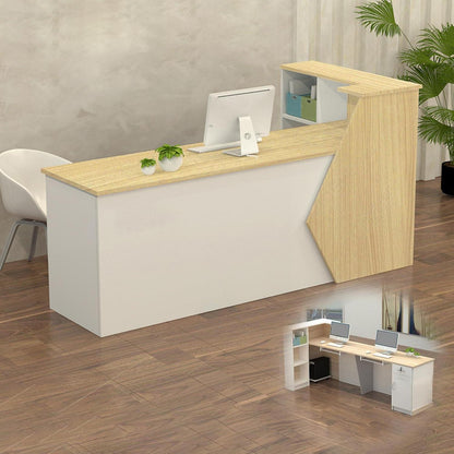 Rezeptionstheke Holz mit Stauraum – 240x60x100cm