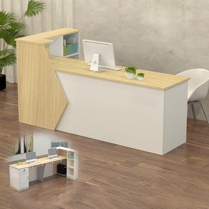 Rezeptionstheke Holz mit Stauraum – 100-300 cm, Weiß