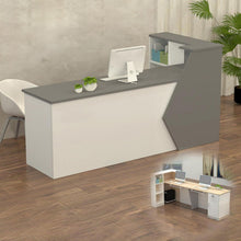 Rezeptionstheke Holz Grau Weiß – Langer Kassentisch 280x60x100cm