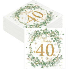 Servietten 40. Geburtstag Eukalyptus Grün Gold 40 Stück