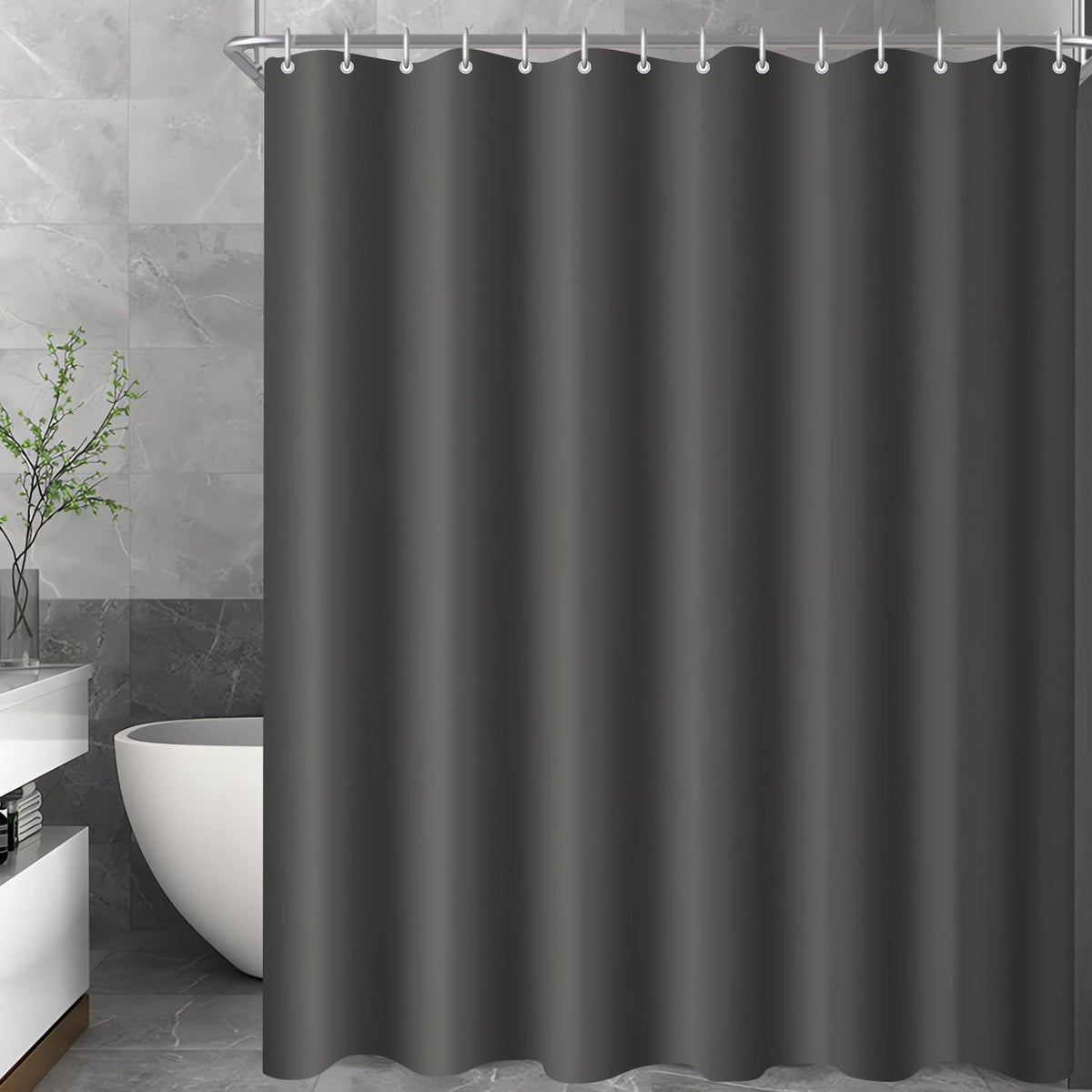 Duschvorhang 150x180 cm Dunkelgrau, Antischimmel & Wasserabweisend