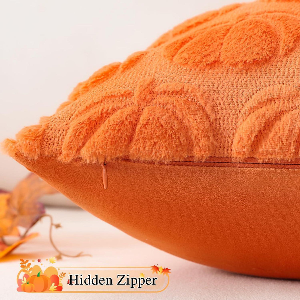 2 Kürbis Kissenbezüge 45x45cm – Herbst Boho Deko Orange