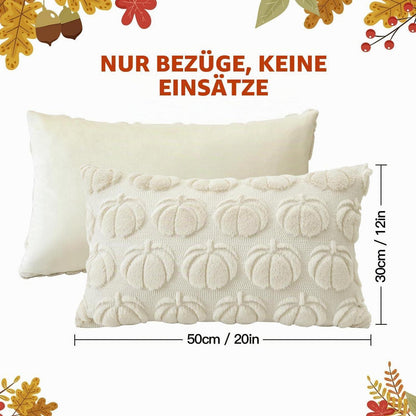2 Kürbis Kissenbezüge 30x50cm - Herbst Boho Deko